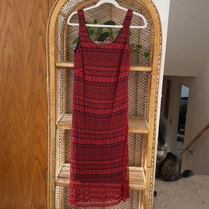 Vintage Carole Little lace overlay Midi Dress